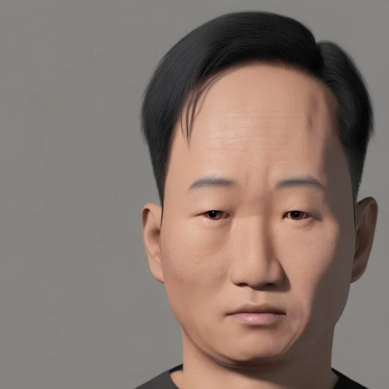 portrait of half korean man made of egg