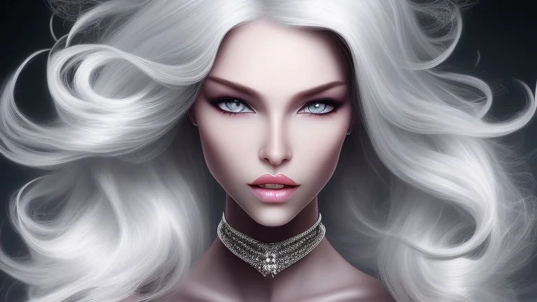 a woman white hair luxury stlye