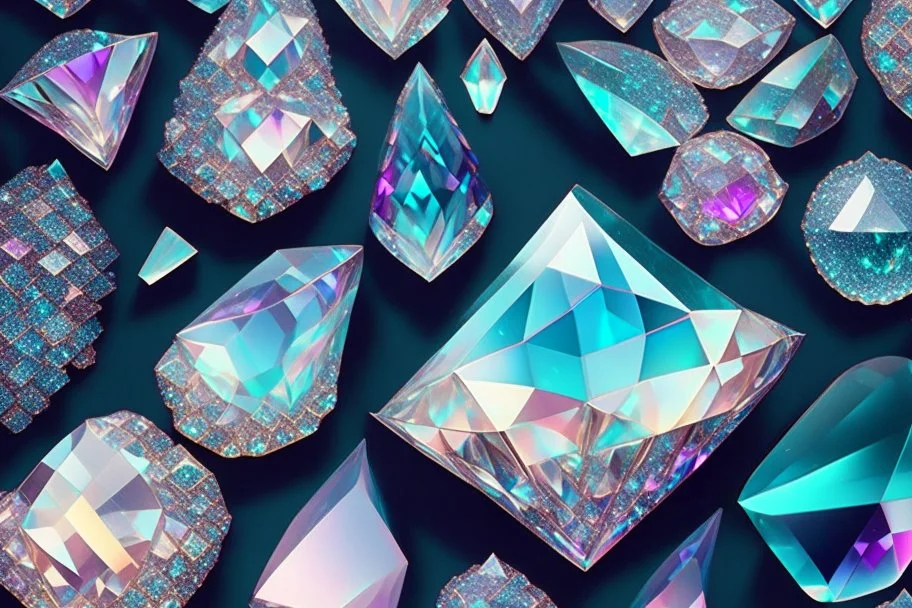 pattern of holographic gems and crystals