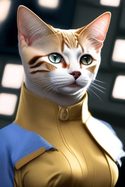 Portrait of a cat which is dressed like Seven of Nine Star Trek