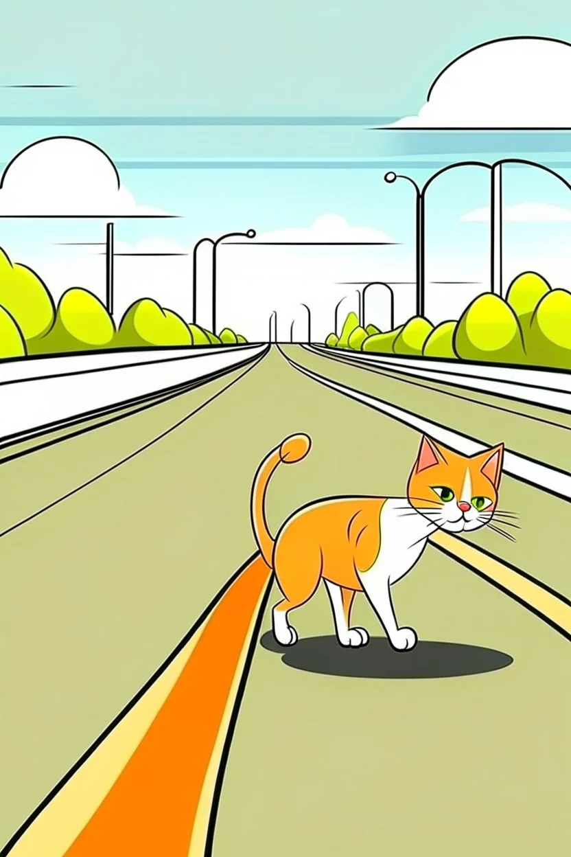 stray cat crossing highway cartoon