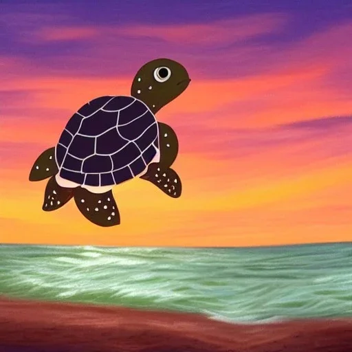 cartoon turtle and sunset