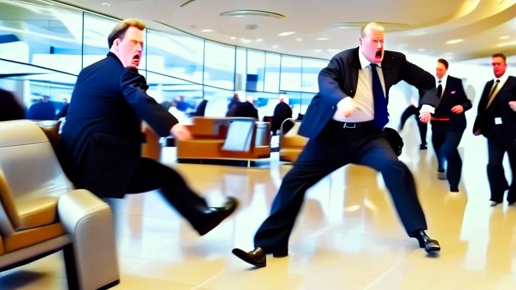 security kicking pouting man out of airport lounge