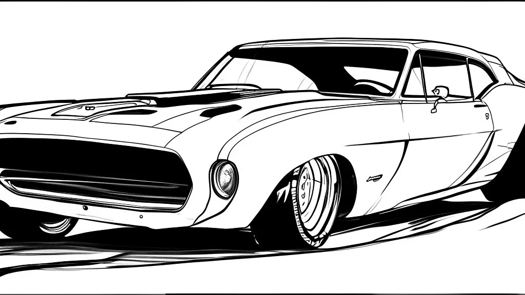 car drawing without color for coloring