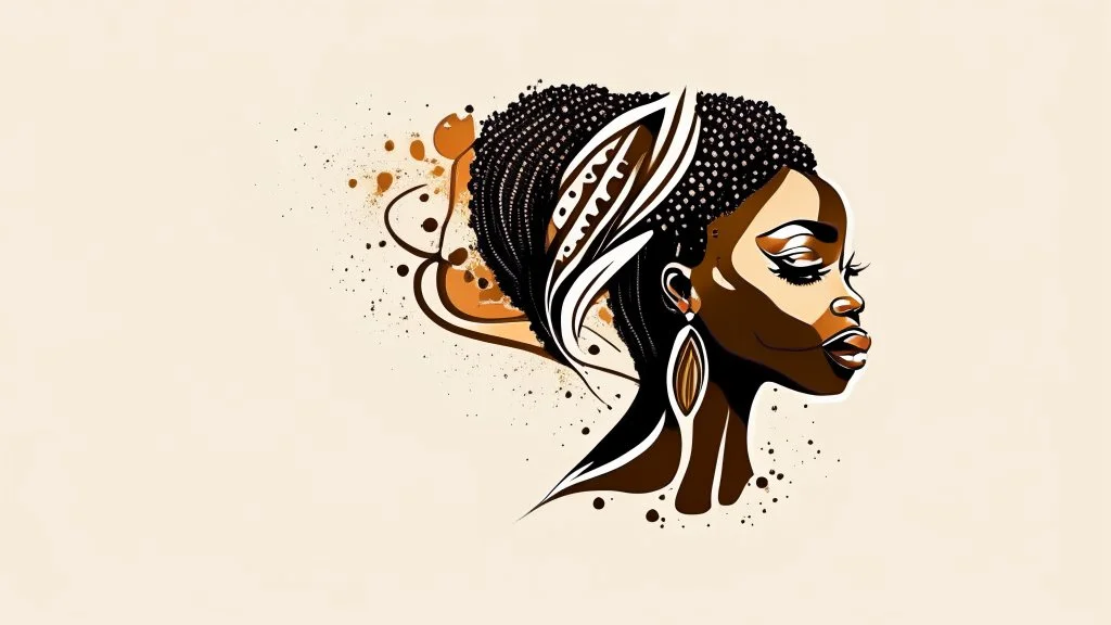 Logo, design, African woman, graphic, drawing, white background, cartoonthe