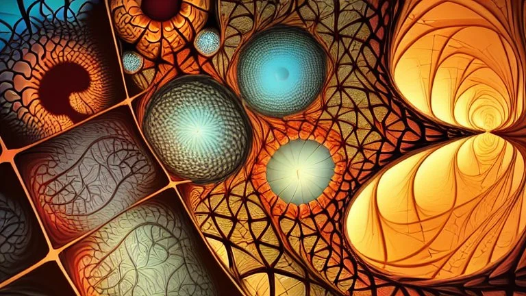 cells, protiens, genes, fractal, hyper surrealism