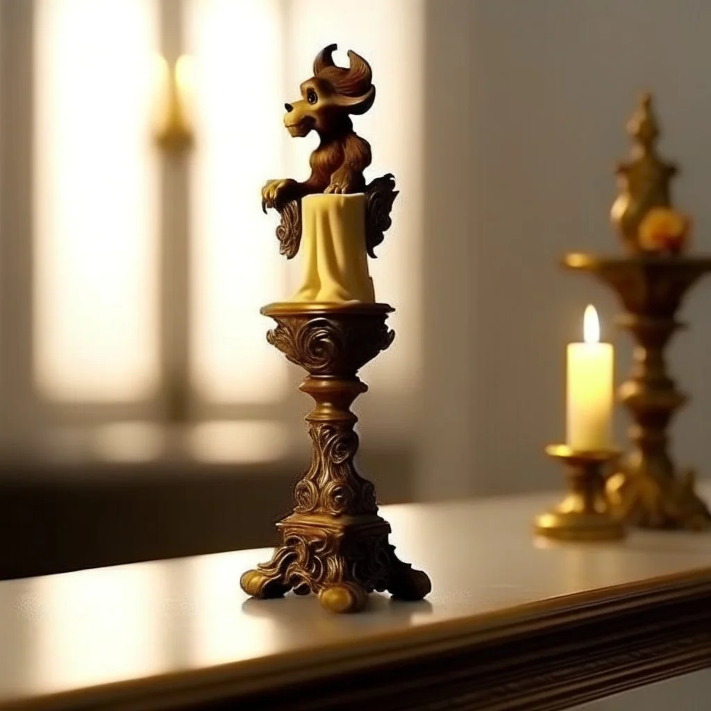 From the film “Beauty and the Beast” the candlestick on a light background