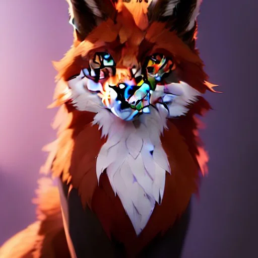 award winning portrait painting of a female anthropomorphic fox, (backlighting:1.4), digital painting, concept art, smooth, sharp focus, rule of thirds, intricate details, medium shot, (shallow depth of field:1.1), 4k, furry, fluffy, fursona, large tail, fluffly tail