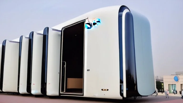 A Tesla semi-truck is parked, inside the 'Everland Resort', in South Korea. CINEMATIC. WIDE ANGLE LENS.