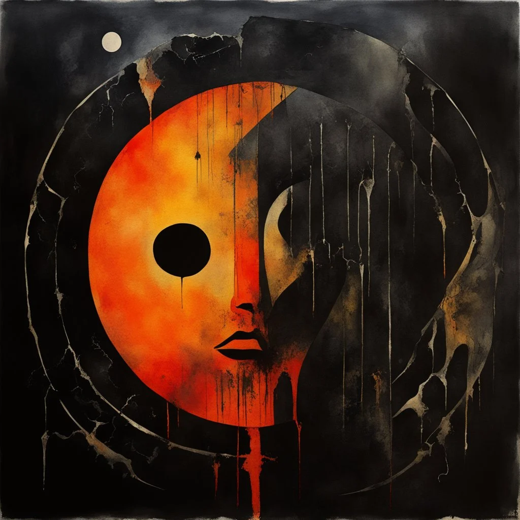 Surreal "SLAYER" heavy metal cover watercolor, Dead Skin Mask - Dance with the dead in my dreams Listen to their hallowed screams, by Arturo Souto and VS Gaitonde, unsettling, expressionistic, macabre