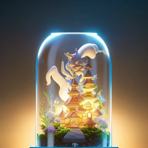 A studio ghibli characters in a jar floating, super high resolution, professional photograph, in focus, beautiful detail, professional digital art, stunning 4k, volumetric light, Award-winning photograph, photography, tokio background