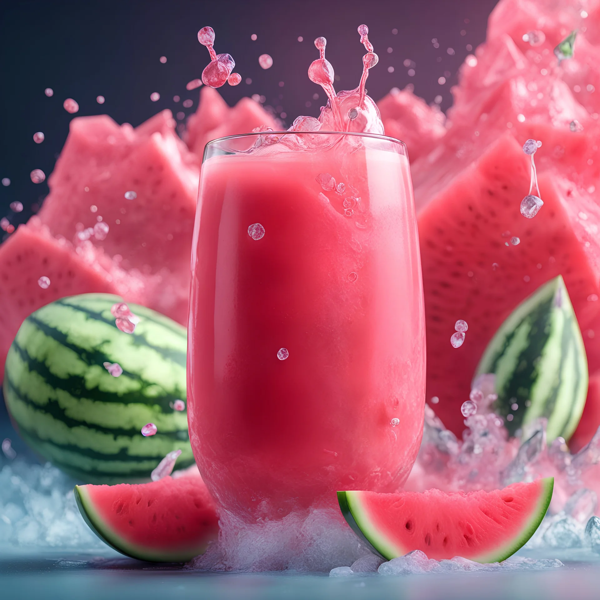 Icy watermelon juice With 3D technology and 8K resolution In attractive colors