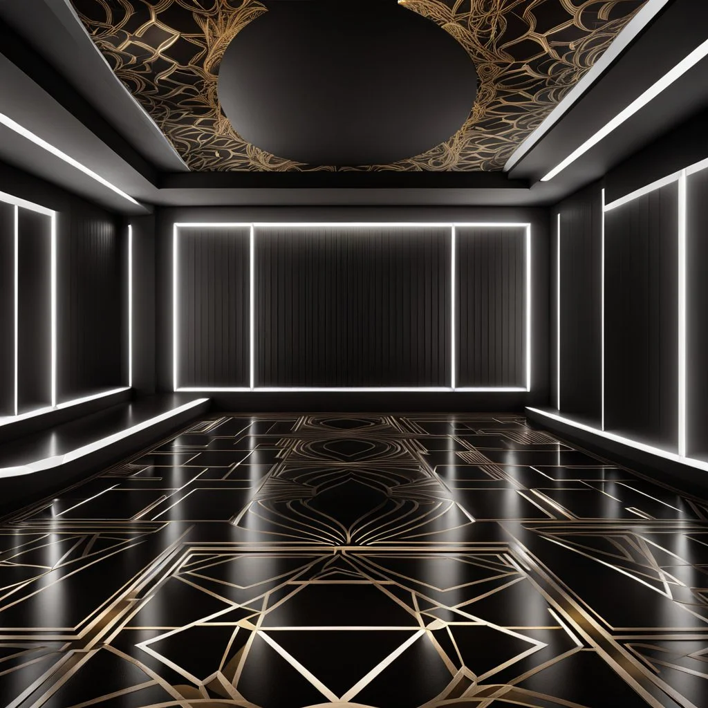 a luxury night club dance stage with nice fractal patterns on floor