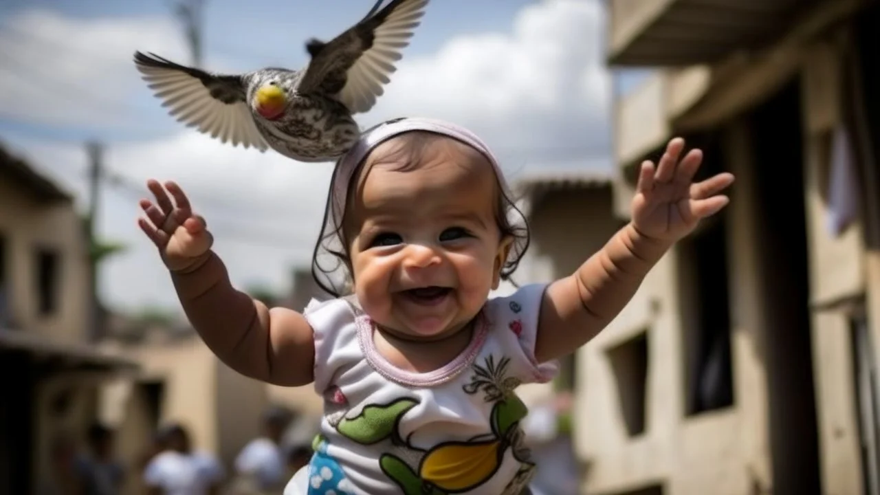 little Babies have wings on there shoulders flying happy in gaza