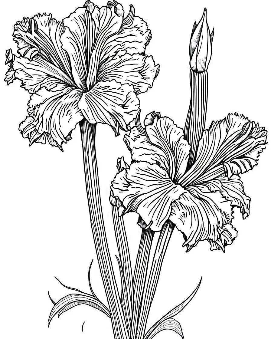 real massive Gladiolus flower coloring page