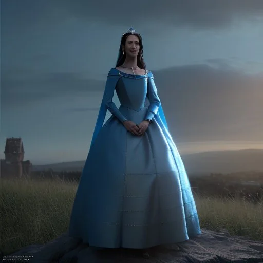 Medieval princess in blue dress, 4K, high quality