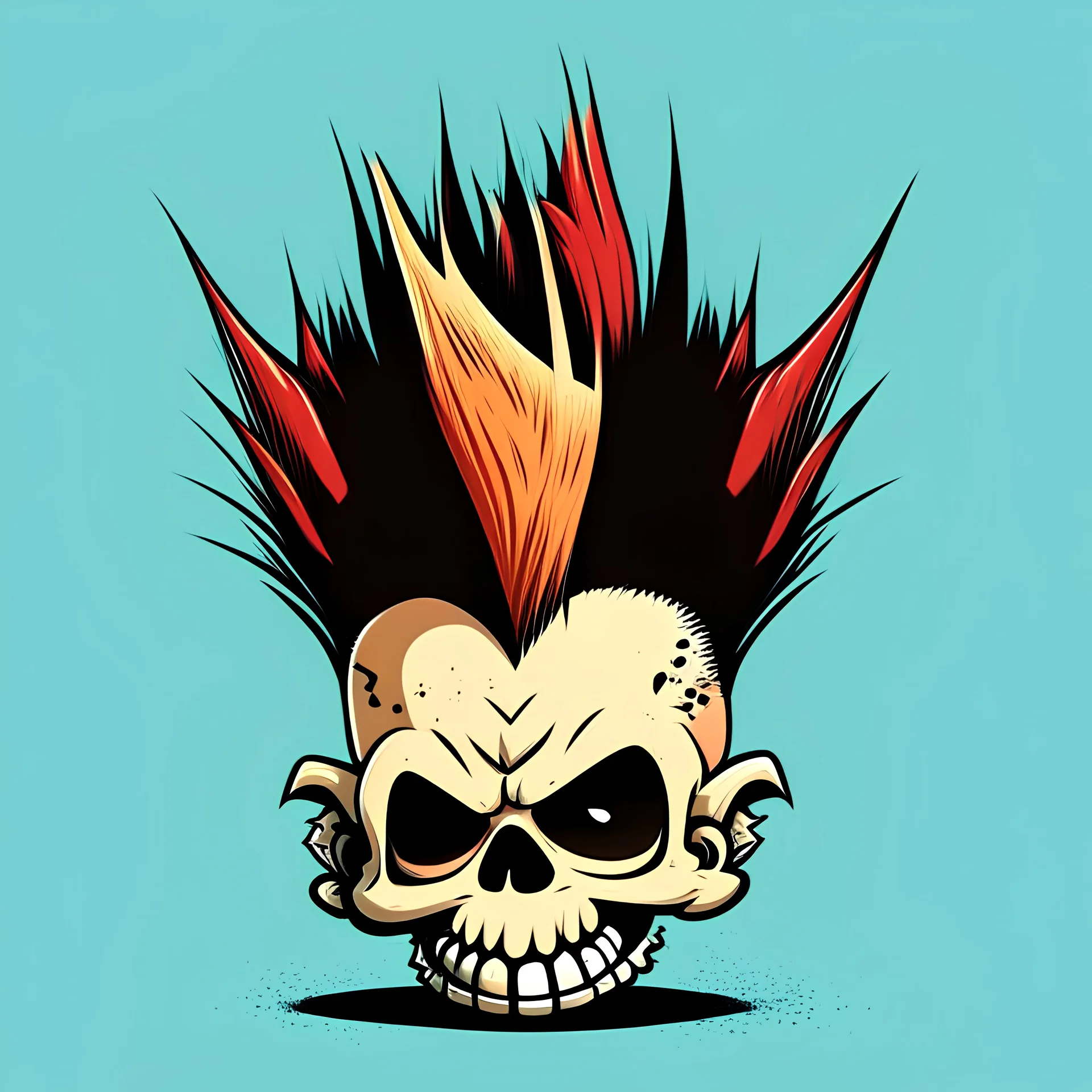 cartoon skull with mohawk