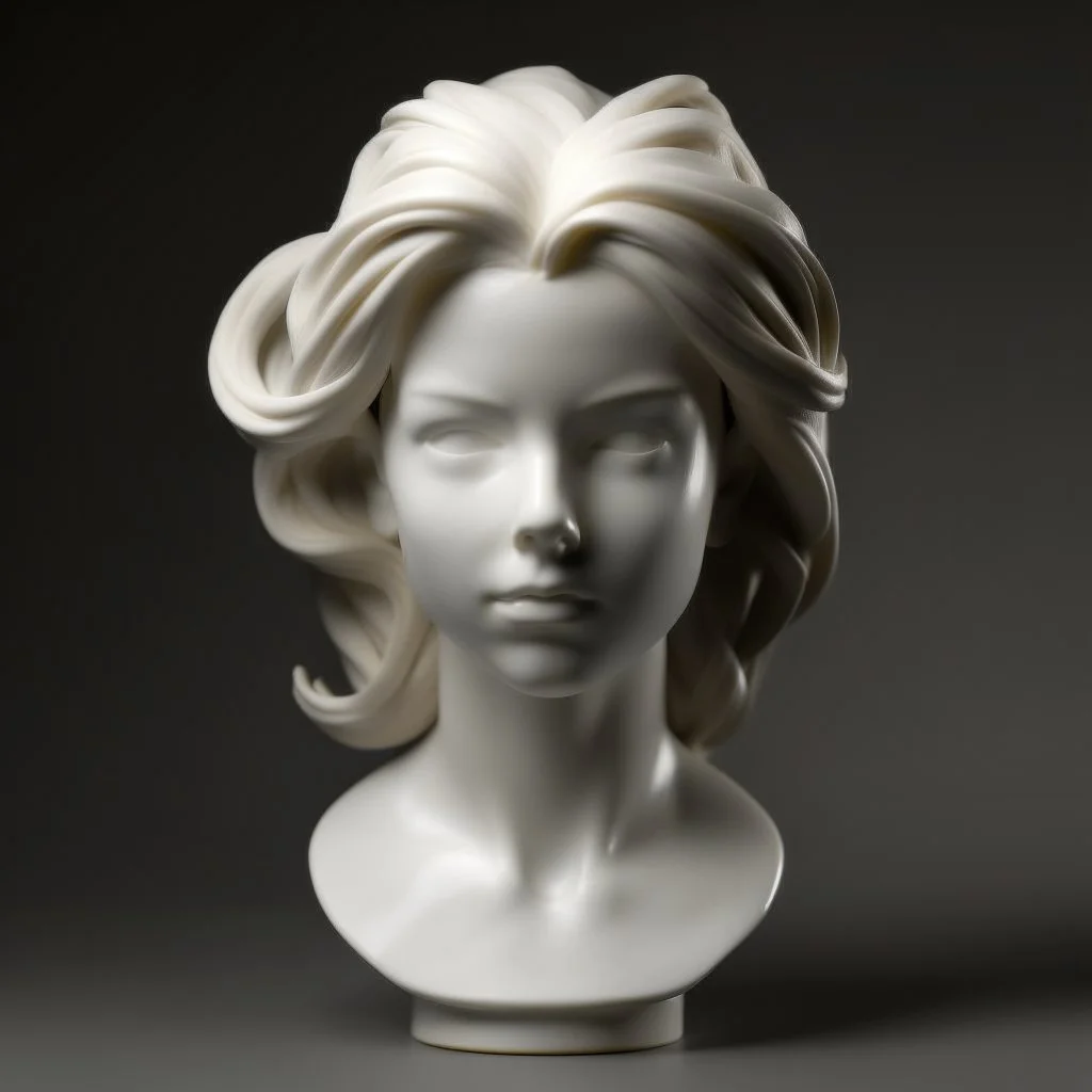 simple front view of a female marble sculpted hair