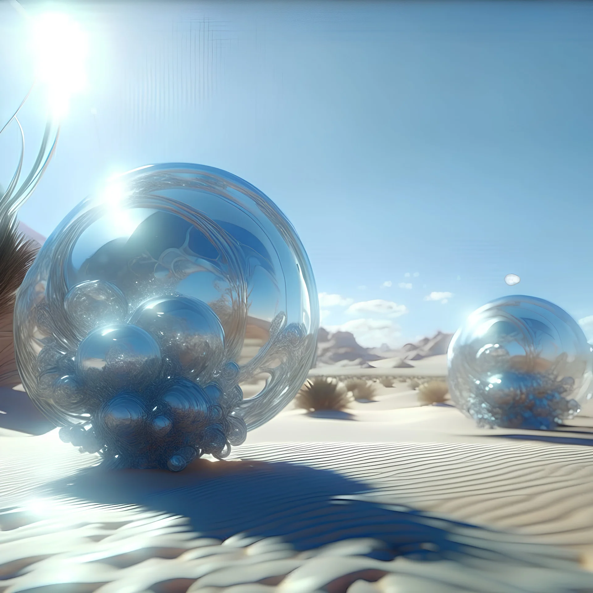 Bright, glittering, 3d, plastic-like, surreal objects in a bright environment, desert, noon light, creepy, masterpiece, good quality, intricate details, high quality, best quality, 8k, in focus, sharp focus, DVD Screengrab, fantasy, sci-fi, cinematic, photorealism, octane render, frostbite, 8k, cinematic, unreal engine, bokeh, vray, houdini render, quixel megascans, arnold render, 8k uhd, raytracing, cgi, lumen reflections, cgsociety, ultra realistic, cinema4d, studio quality, highly detailed