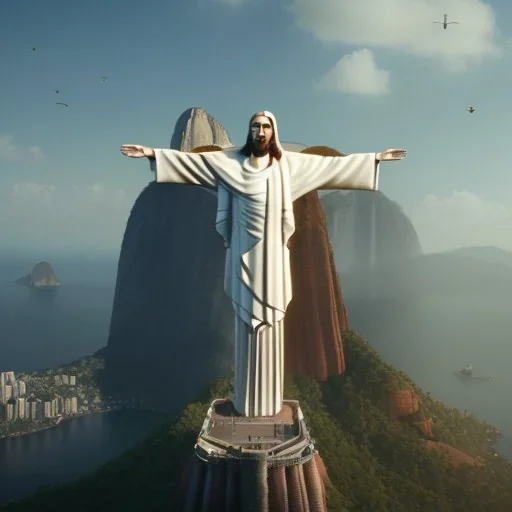 Christ the Redeemer, spring, flying birds, unreal engine 5, cinematic lighting, photorealistic, realistic, hyper detailed, 8k, octane render, cinema 4d