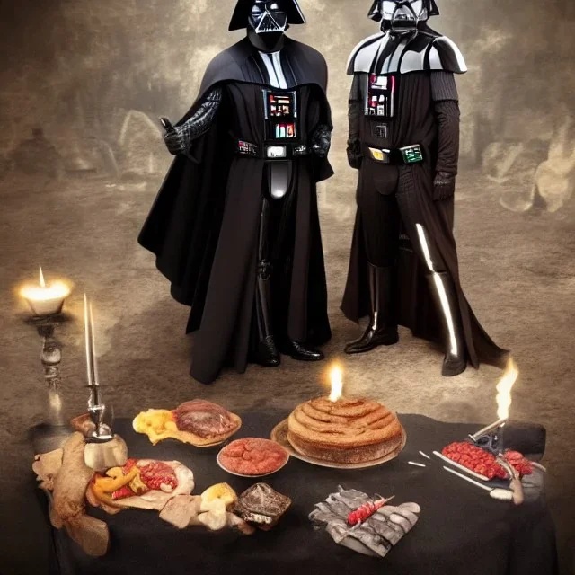 Darth vader together Indiana Jones dinner