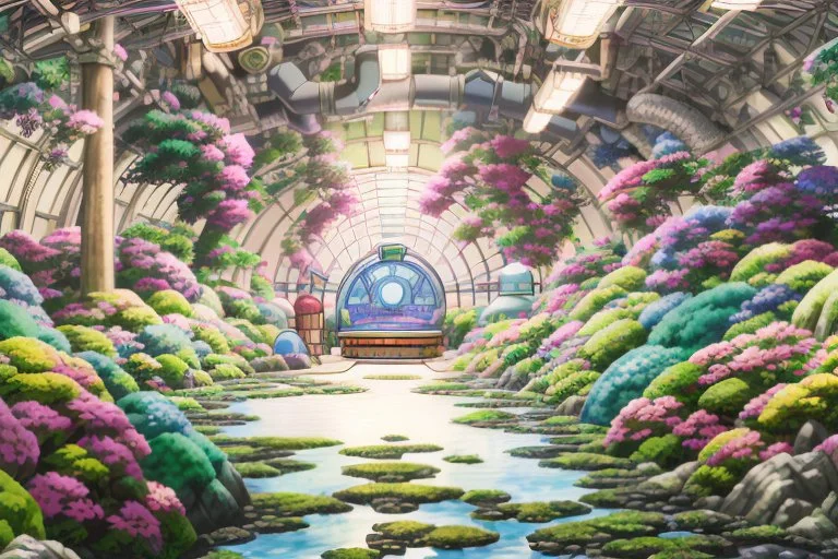 An expansive vault stretches out beneath the Earth's surface, a hidden marvel of solarpunk ethos that combines nature's beauty with cutting-edge technology. This underground sanctuary, more akin to a high-tech greenhouse than a traditional biodome, brings a breath of life and vibrancy to the post-apocalyptic world.