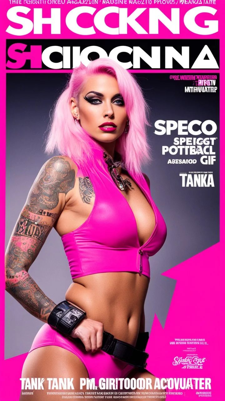 shocking pink magazine cover: special agent provocateur with tattoos issue; guest star : tank girl