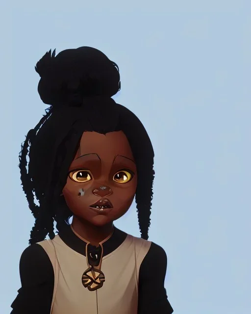 Portrait of a sweet black toddler witch girl with long black curly hair