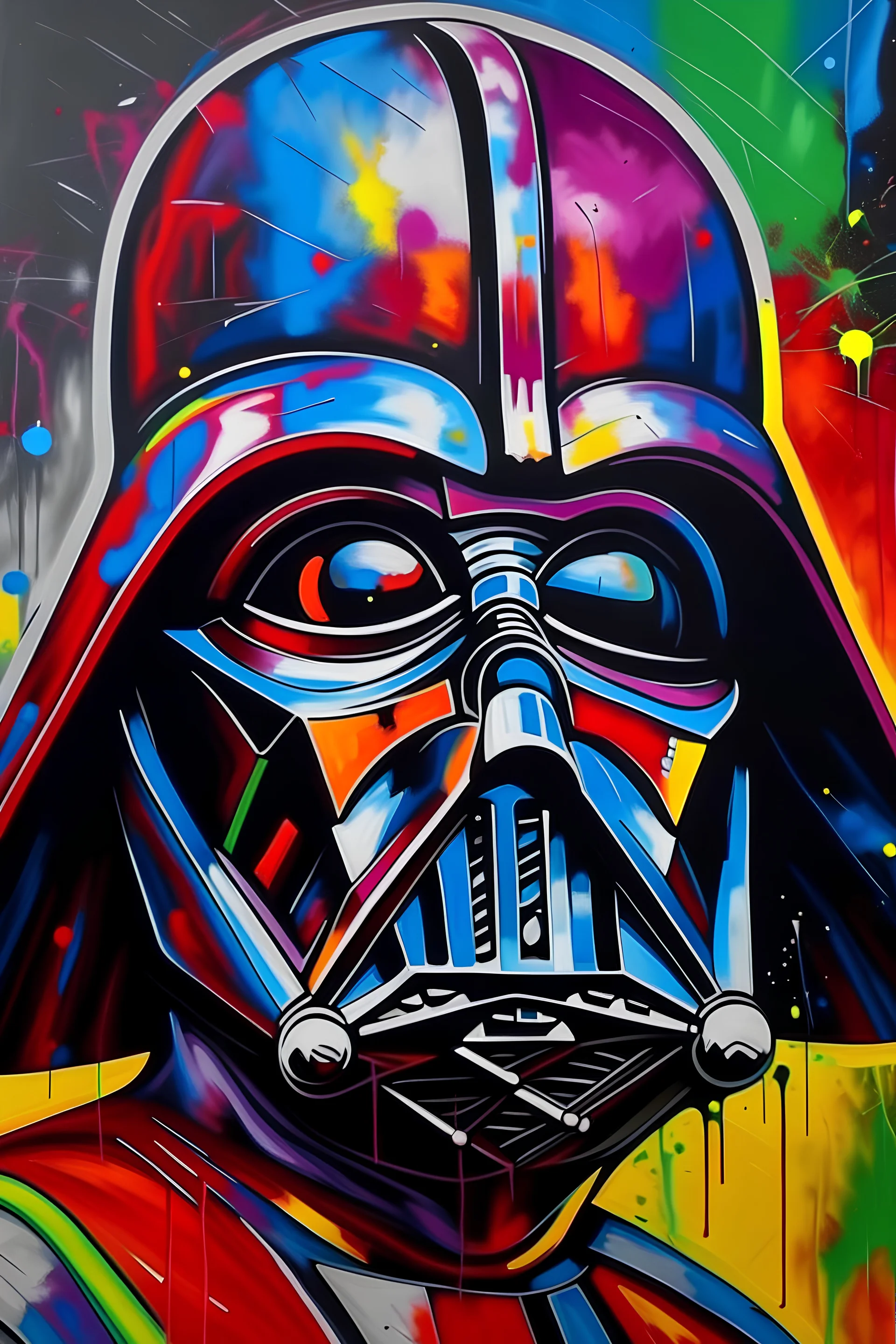 Multi coloured Darth Vader oil painting