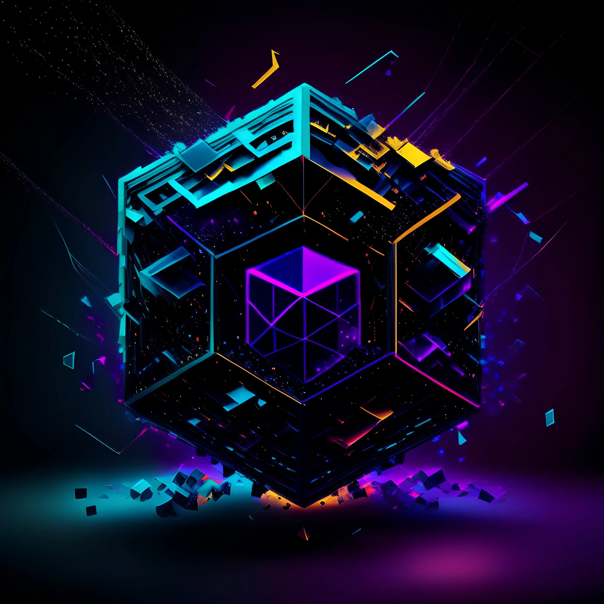 darker vivid colors Blockchain blockhain not arrange in cube