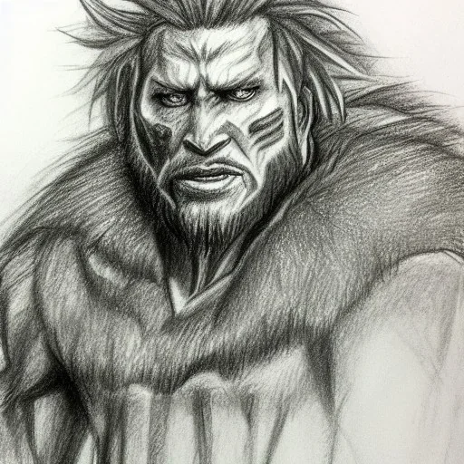 pencil and charcoal portait sketch of beowulf