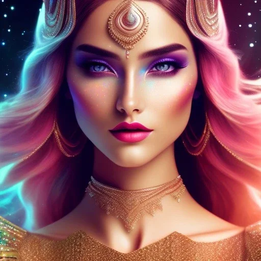 cosmic woman,highly detailed, hyper-detailed, beautifully color-coded, insane details, intricate details, beautifully color graded, Cinematic, Color Grading, Editorial Photography, Depth of Field, DOF, Tilt Blur, White Balance, 32k, Super-Resolution, Megapixel, ProPhoto RGB, VR, Half rear Lighting, Backlight, non photorealistic rendering