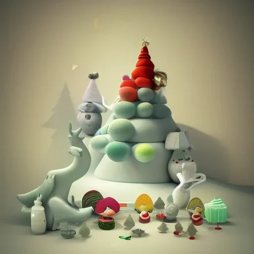 clean art of christmas eleents, soft lighting, soft pastel gradients, high definition, 3d icon clay render, blender 3d by Alexander Jansson
