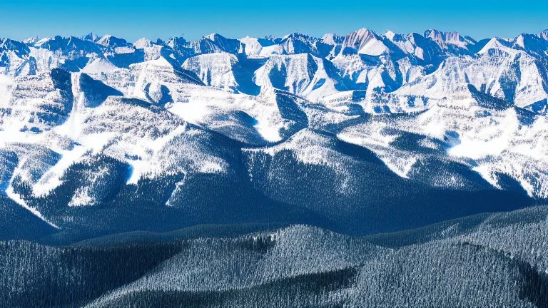 snow peaked rocky mountains with green plain below