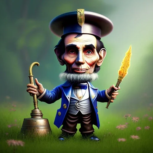 pixar style, volumetric summer garden environment and background, realistic painting of a cute midget abraham lincoln with stovepipe hat, looking excited, volumetric lighting, dramatic lighting, detailed digital painting, anime, ornate, colour-washed colors, elegant, small minutiae, tiny features, particulars, centered, smooth, sharp focus, renderman gofur render, 8k, uhd, detailed eyes