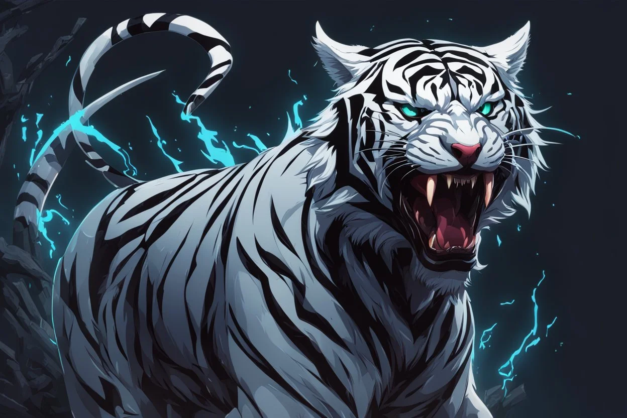 Venom in 8k solo leveling shadow artstyle, white tiger them, neon effect, full body, apocalypse, intricate details, highly detailed, high details, detailed portrait, masterpiece,ultra detailed, ultra quality