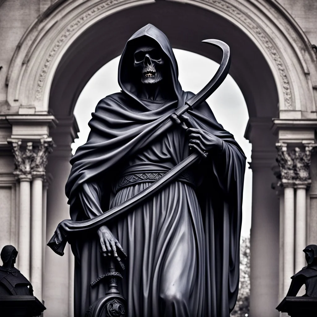 grim reaper as a roman statue