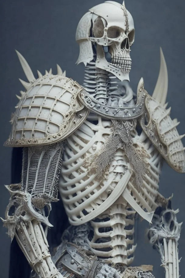 a man with armor made from bone