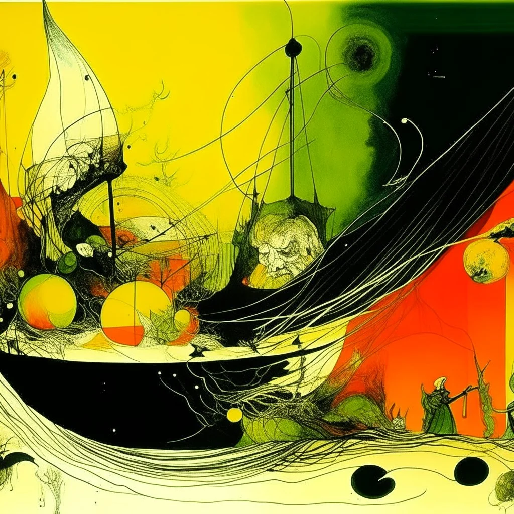 Global warming graph schema, abstract surrealism, by Graham Sutherland and Arthur Secunda, The curse of adverse suggestion, by Victor Pasmore and Tracey Adams, mind-bending illustration hiper detailed alusive and explicite