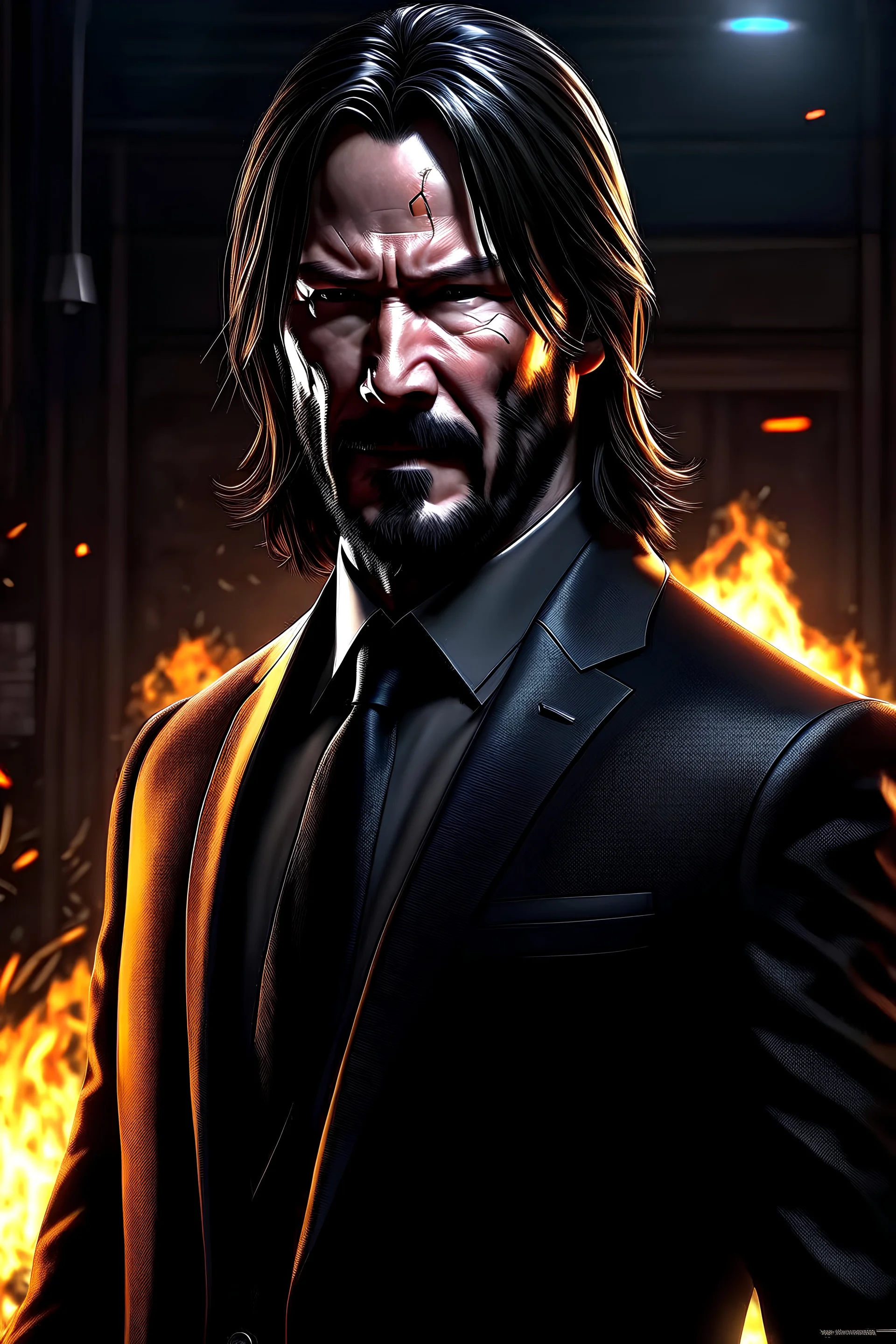 John Wick turning Super Saiyan photo real