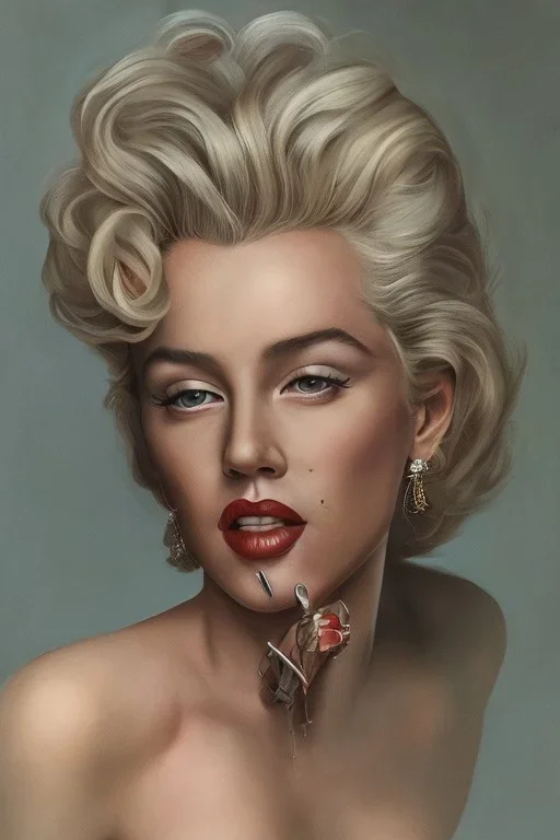 Marilyn Monroe, in full growth, smokes a cigarette, photorealistic, 4k