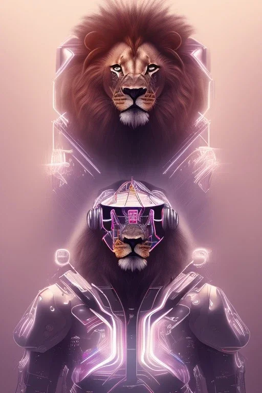 lion cyborg, matrix style, Tron