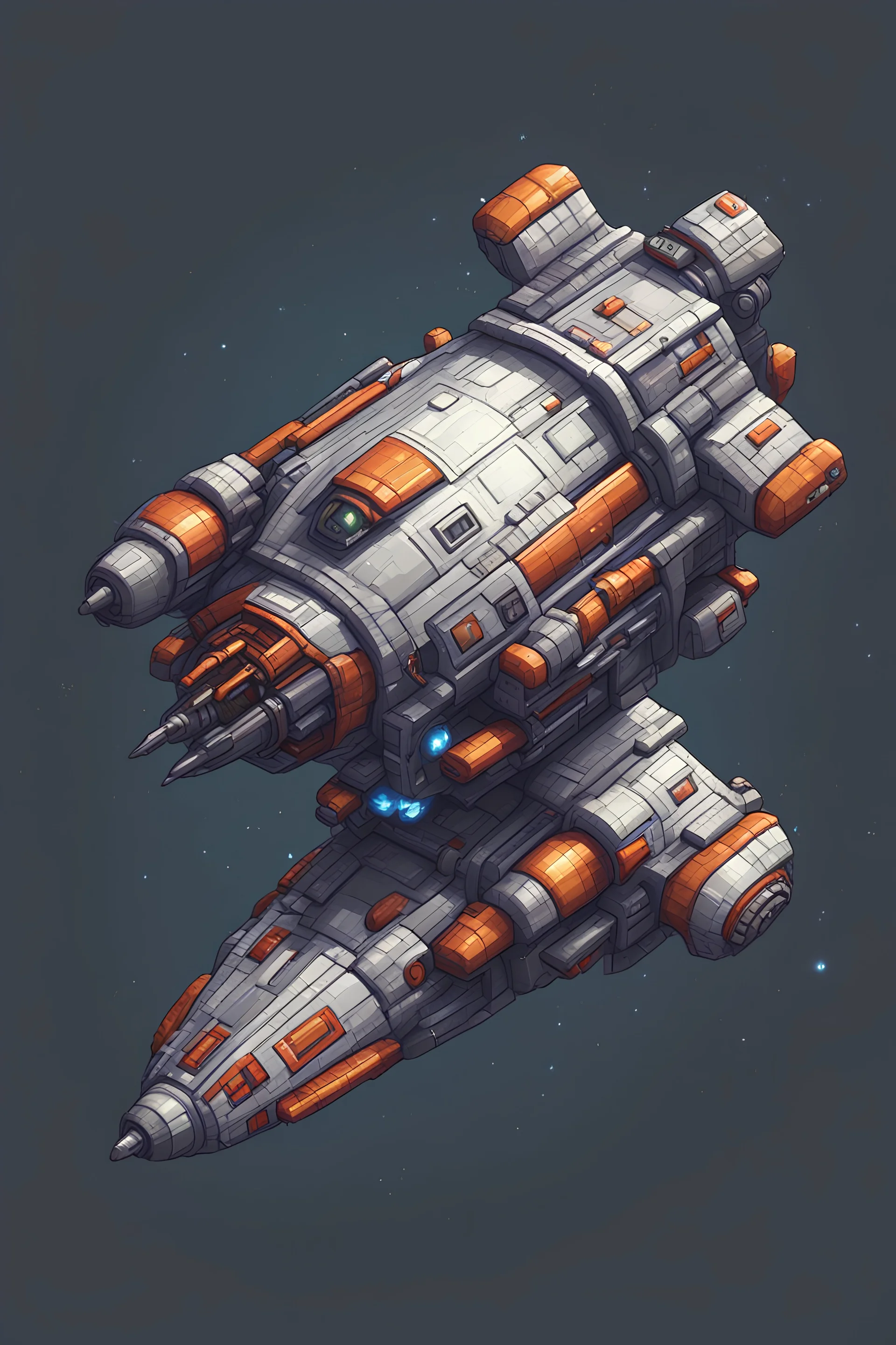 a spaceship for a top down view, 2D, asset shooter, video game , pixel art