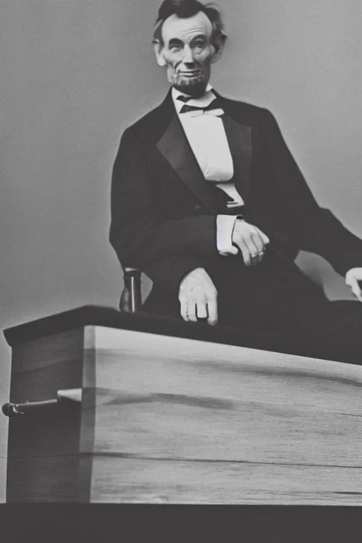 Abraham Lincoln opening a coffin vintage photography, beautiful, Tumblr aesthetic, retro sepia vintage style, HD photography, hyperrealism, beautiful, natural, realistic ultra HD