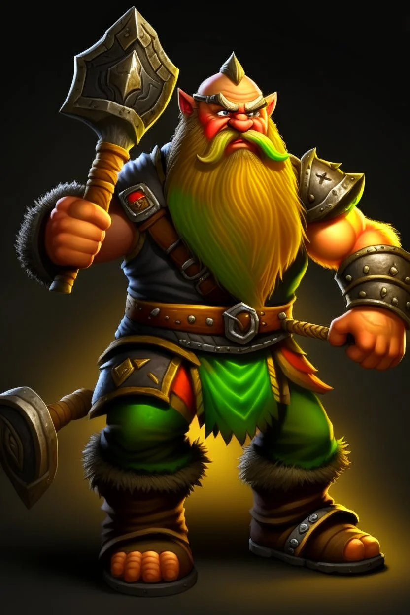 dwarf savage angry axes cleaver attack striking swinging chopping dual wielding two weapons mad consumed warcraft war knight soldier strong attacking furious wrath small silly fighter brawler strong brave short man with beard