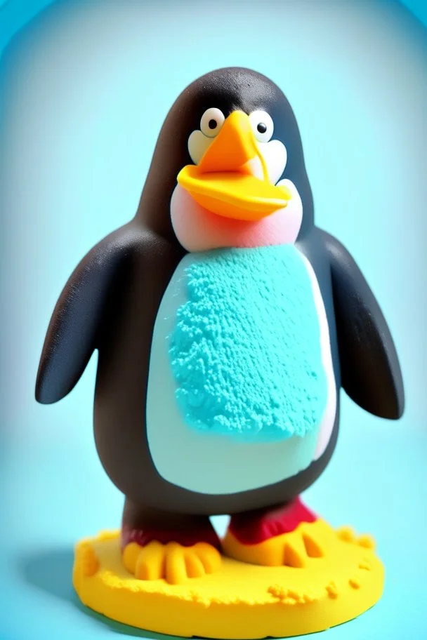 cheery penguin avatar full body in play-doh