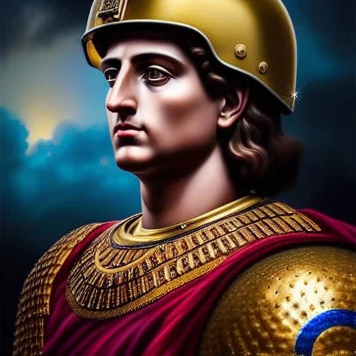 Ultra detailed fullbody Portrait in oil on canvas of Alexander the Great with armor,helmet,extremely detailed digital painting,ultrarealistic skin,intense stare, extremely detailed face, crystal clear eyes, mystical colors ,perfectly centered image, perfect composition, rim light, beautiful lighting,masterpiece ,8k, stunning scene, raytracing, anatomically correct, in the style of Simon Bisley and Ohrai Noriyoshi and robert e howard and Steve Jung and Wizyakuza and uncannyknack.