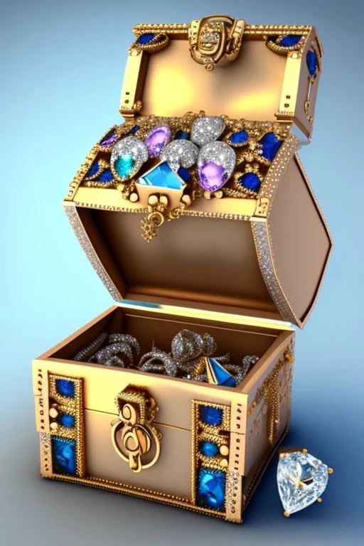 treasure chest full of diamonds jewellery and gemstones