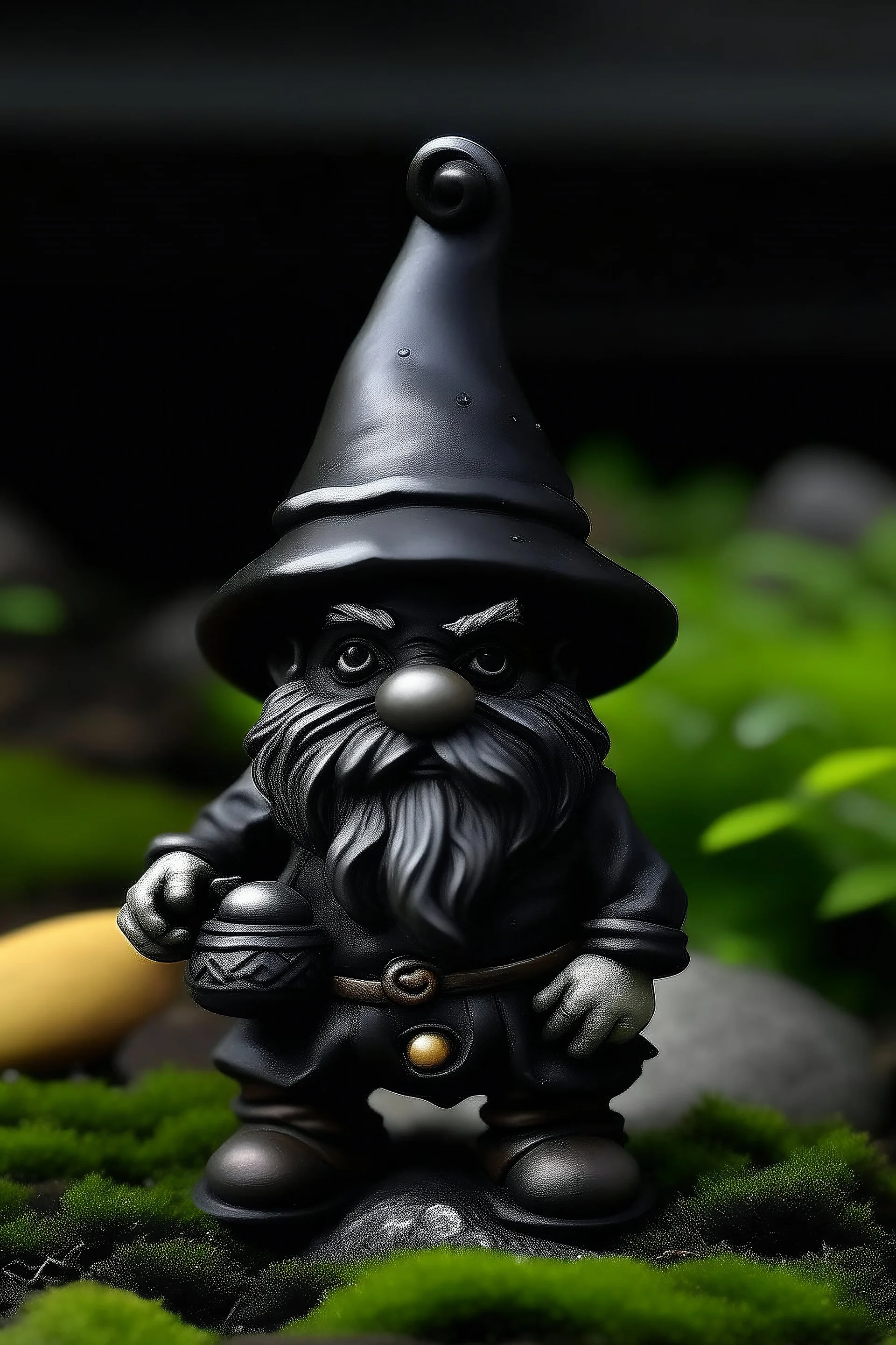 male deep gnome with coal-black skin.