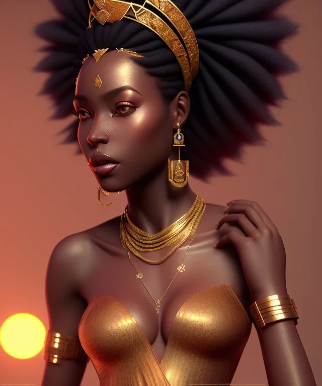 african princess, royal, deep colors, dark skin tone, ethereal, glam, masterpiece, digital art, cinematic lighting, octane render, ambiance, professional photo, unreal engine